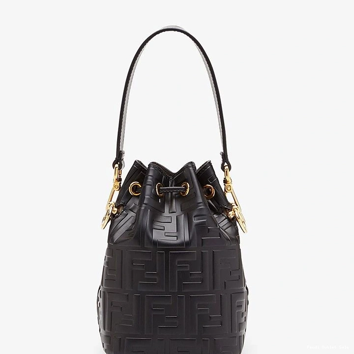 Cheap Bag Tresor Leather Calf In Mon Fendi Mini Bucket FF Motif Black 0824